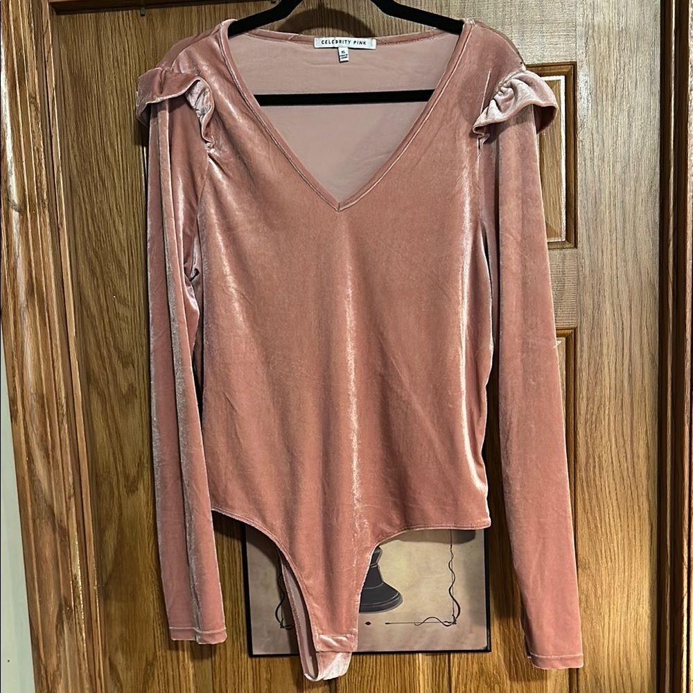 Elegant Rose Velvet Bodysuit